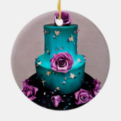 Blauwgroen bruiloft keramisch ornament (Achterkant)