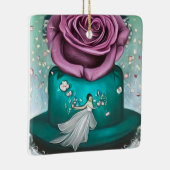 Blauwgroen bruiloft keramisch ornament (Rechts)