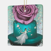 Blauwgroen bruiloft keramisch ornament (Links)