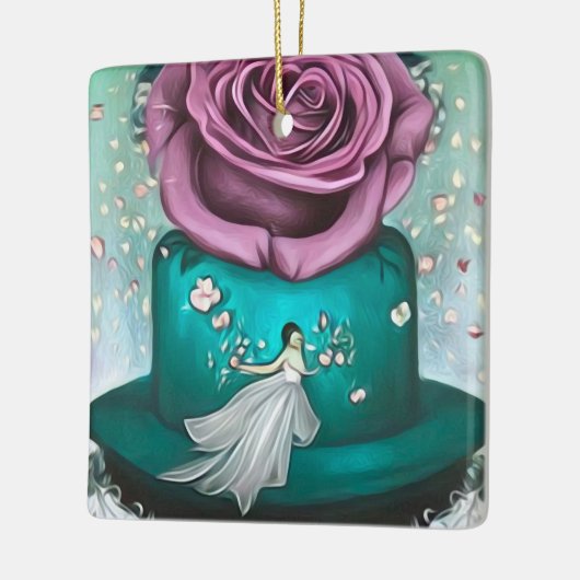 Blauwgroen bruiloft keramisch ornament (Links)