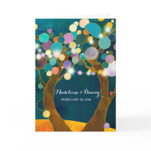 Blauwgroen bruiloft met String Lights Love Trees