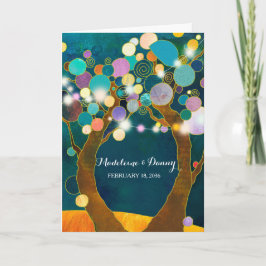 Blauwgroen bruiloft met String Lights Love Trees