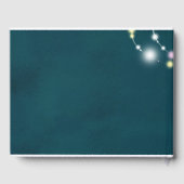 Blauwgroen bruiloft met tekenreekslichtbomen gastenboek (Achterkant)