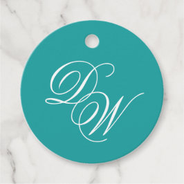 Blauwgroen Bruiloft Monogram Classic Eenvoudige Ka Bedankjes Labels