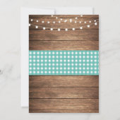 Blauwgroen bruiloft rustieke Burlap Wood Lights Ba Kaart (Achterkant)