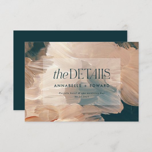 Blauwgroen bruiloft van de moderne bohemische schi informatiekaartje (Voorkant / Achterkant)