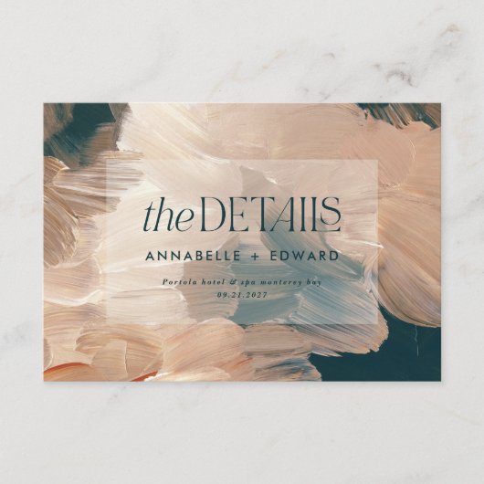 Blauwgroen bruiloft van de moderne bohemische schi informatiekaartje (Voorkant)