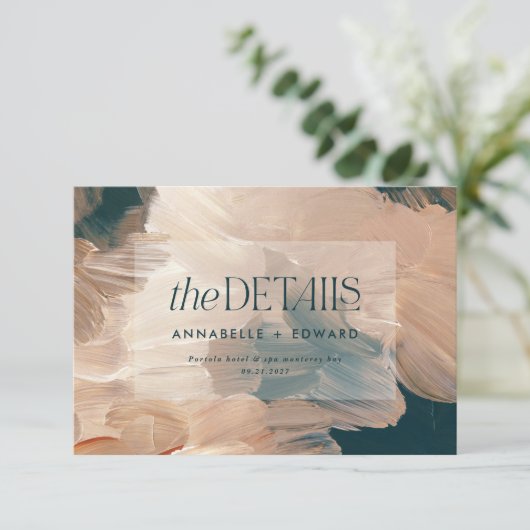 Blauwgroen bruiloft van de moderne bohemische schi informatiekaartje (Staand voorkant)