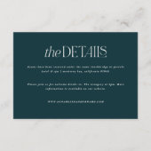 Blauwgroen bruiloft van de moderne bohemische schi informatiekaartje (Achterkant)