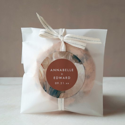 Blauwgroen bruiloft van de moderne bohemische schi ronde sticker