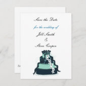 Blauwgroen bruiloft waarop de datum wordt opgeslag save the date (Voorkant / Achterkant)