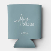 Blauwgroen bruiloft Wit Typografie Koelaar Blikjeskoeler (Achterkant)