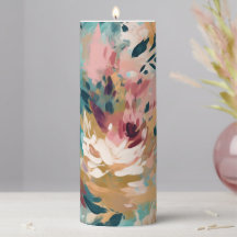 Blauwgroen bruin Abstract schilderij bloemmotief