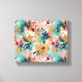 Blauwgroen bruin Abstract schilderij bloemmotief Canvas Afdruk (Voorkant)