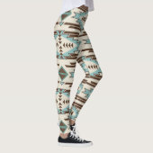 Blauwgroen bruin Aztec - tribaal patroon Leggings (Rechts)