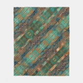 Blauwgroen bruin faux koperen patina geïnspireerd fleece deken (Voorkant)
