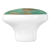 Blauwgroen bruin faux koperen patina geïnspireerd  keramische knop (Zijkant)