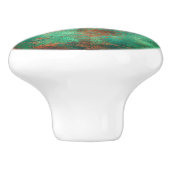 Blauwgroen bruin faux koperen patina geïnspireerd  keramische knop (Zijkant)