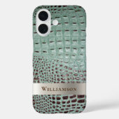 Blauwgroen bruin retiel digitaal leder Titaniummet Case-Mate iPhone Case (Achterkant)