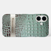 Blauwgroen bruin retiel digitaal leder Titaniummet Case-Mate iPhone Case (Achterkant (horizontaal))