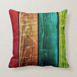 Blauwgroen, bruin rode en groene, gestripte ventil kussen