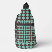 Blauwgroen bruin ruitpatroon van Checker Sling Bag (Voorkant)
