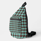 Blauwgroen bruin ruitpatroon van Checker Sling Bag (Rechterhoek)