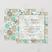 Blauwgroen Bruin Tan Olijf Bloemen Abstract Post W Kaart (Voorkant / Achterkant)