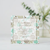 Blauwgroen Bruin Tan Olijf Bloemen Abstract Post W Kaart (Staand voorkant)