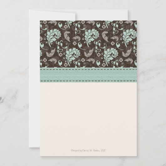 Blauwgroen bruine bridal-doucheruimte kaart (Achterkant)