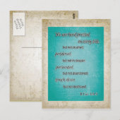 Blauwgroen bruine Christelijke bijbel Verse II Cor Briefkaart (Voorkant / Achterkant)