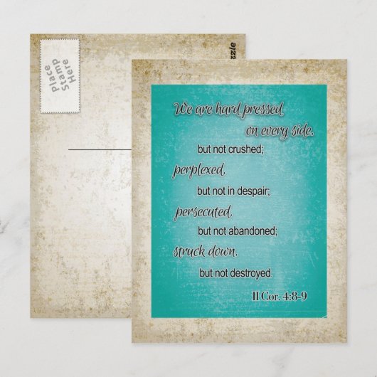 Blauwgroen bruine Christelijke bijbel Verse II Cor Briefkaart (Voorkant / Achterkant)