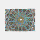 Blauwgroen, bruine en gele florale kaleidolkunst fleece deken (Voorkant (Horizontaal))