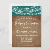 Blauwgroen bruine licht Birthday party Invitation  Kaart (Voorkant)