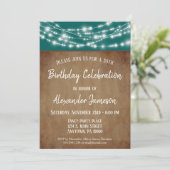Blauwgroen bruine licht Birthday party Invitation  Kaart (Staand voorkant)