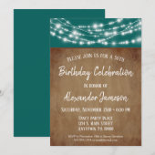 Blauwgroen bruine licht Birthday party Invitation  Kaart (Voorkant / Achterkant)