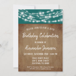 Blauwgroen bruine licht Birthday party Invitation Kaart