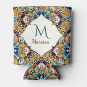 Blauwgroen bruine talavera bruidsmeisjes geschenke blikjeskoeler (Voorkant)