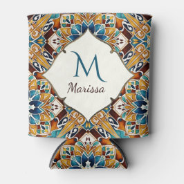 Blauwgroen bruine talavera bruidsmeisjes geschenke blikjeskoeler