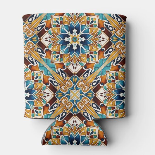 Blauwgroen bruine talavera bruidsmeisjes geschenke blikjeskoeler (Achterkant)