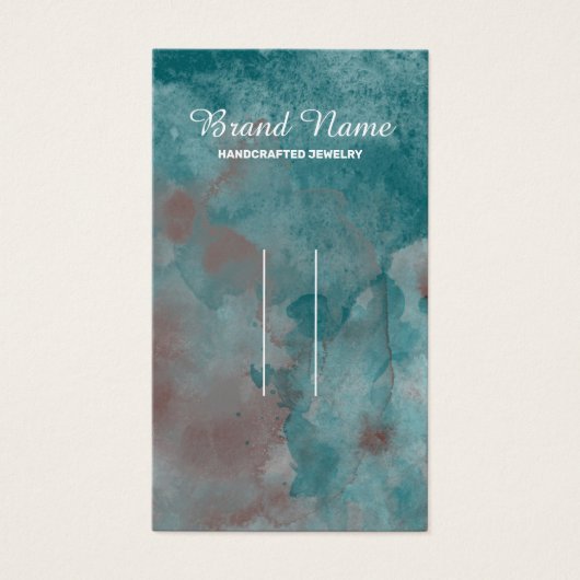 Blauwgroen Bruine Waterverf Haarklem Display Kaart (Voorkant)