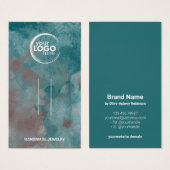 Blauwgroen Bruine Waterverf Haarklem Logo Display  Visitekaartje (Voorkant /achterkant)