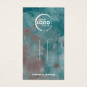 Blauwgroen Bruine Waterverf Haarklem Logo Display  Visitekaartje (Voorkant)