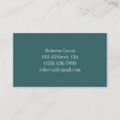 blauwgroen bruinkoolbloem bruiloft visitekaartje (Achterkant)