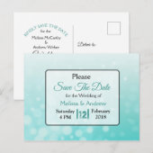 Blauwgroen bubbels Elegante bruiloft Save the Date Aankondigingskaart (Voorkant / Achterkant)