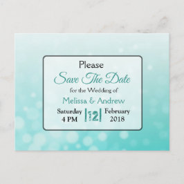 Blauwgroen bubbels Elegante bruiloft Save the Date Aankondigingskaart