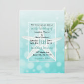 Blauwgroen bubbels Staarvis Beach Wedding Invitati Kaart (Staand voorkant)