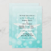 Blauwgroen bubbels Staarvis Beach Wedding Invitati Kaart (Voorkant / Achterkant)