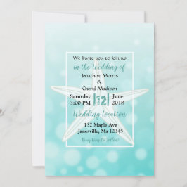 Blauwgroen bubbels Staarvis Beach Wedding Invitati Kaart
