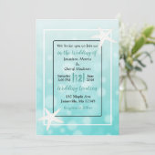 Blauwgroen bubbels Staarvis Beach Wedding Invitati Kaart (Staand voorkant)